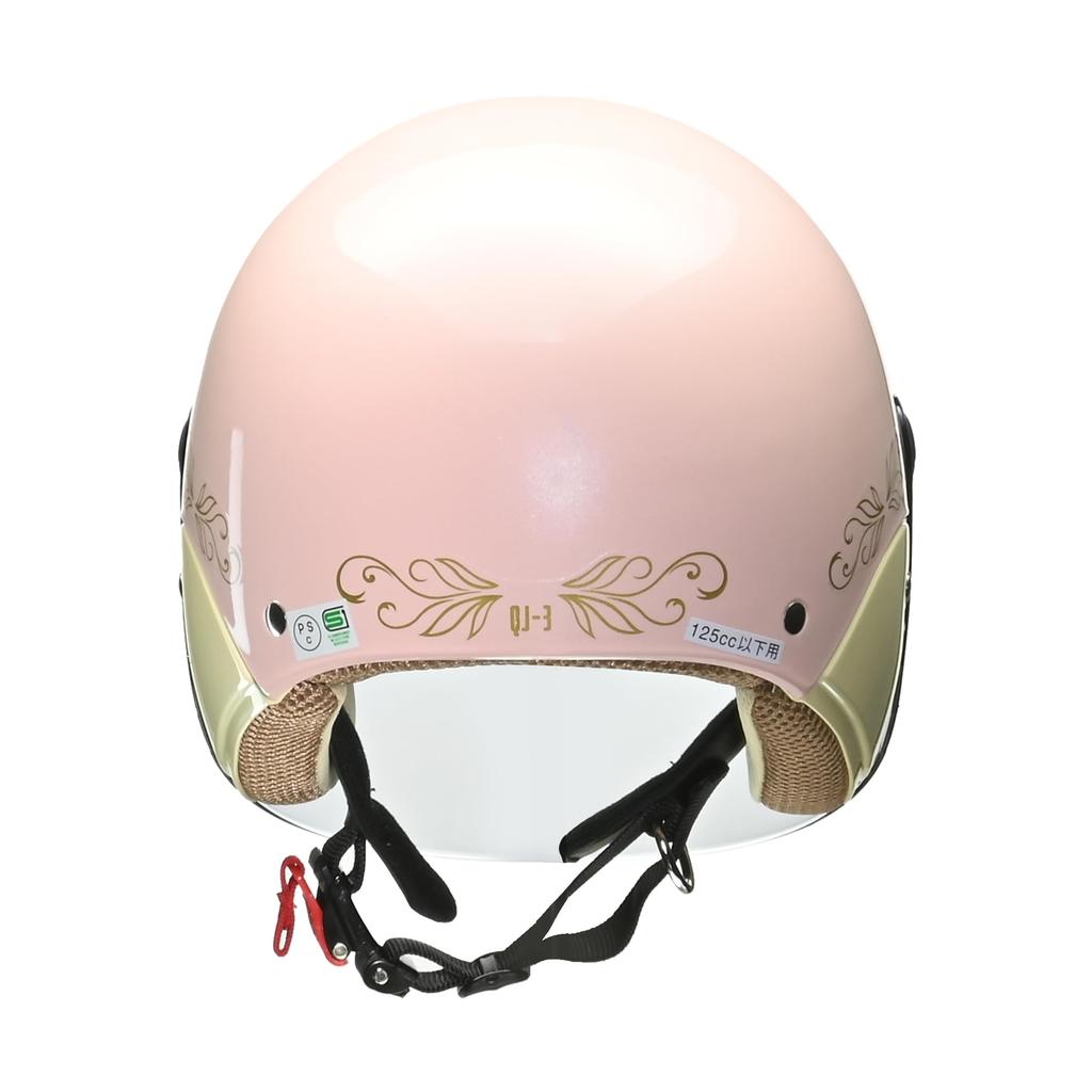 LEAD Street Alice Motorcycle Pearl One Size Semi-Jet Helmet, Pink, QJ-3 -