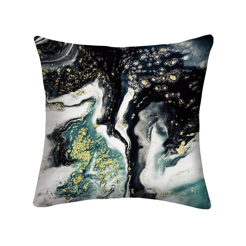 Niebieska Marmurowa Poszewka na Poduszkę 45x45cm Wzór Skały Morskiej Kwadratowa Sofa Poduszka Kwadratowa Abstrakcyjny Liść