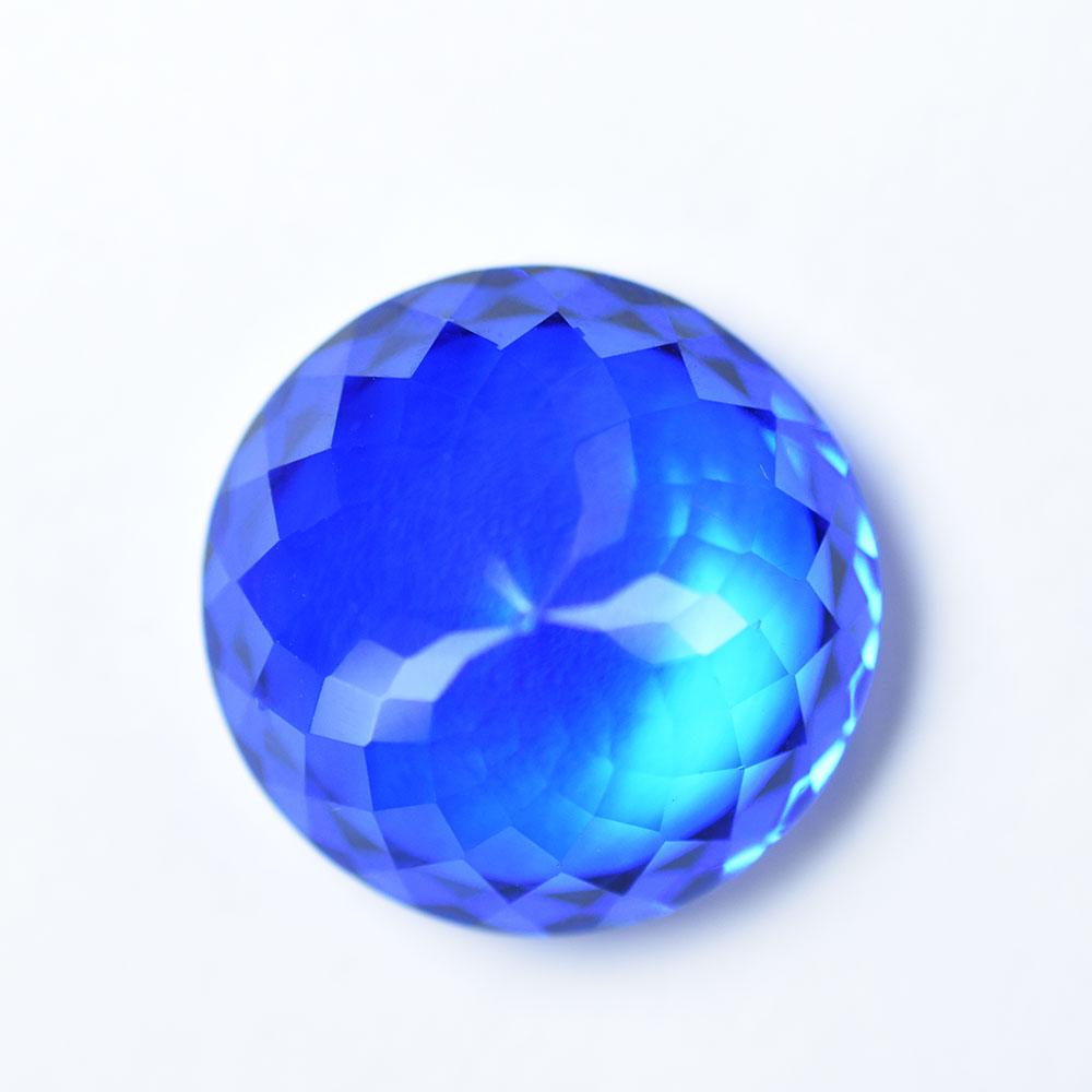 Natural Blue Ceylon Sapphire 26ct Round Cut Flawless Certified Loose Gemstone