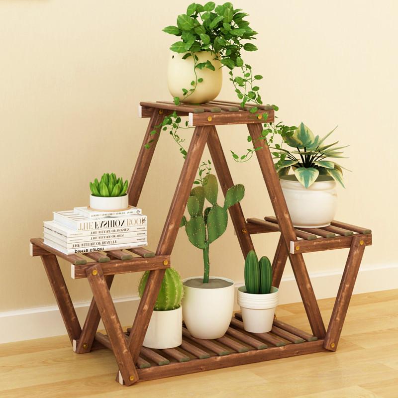 Multi-Layer Wooden Flower Rack for Indoor Balcony or Living Room