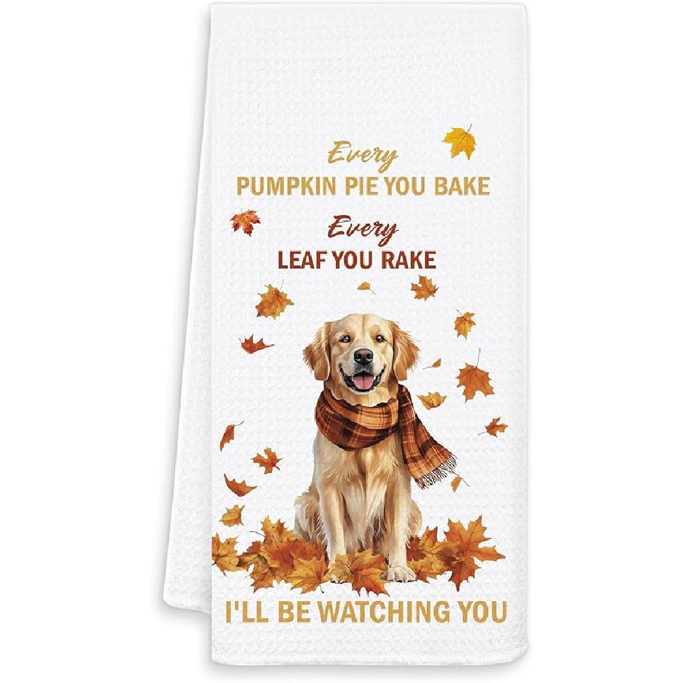 Fall Pumpkin Cow Kitchen Towels, Rustic Farm Animal Floral Pumpkin Dish Tea Towel for Kitchen Decor, Farmhouse Fall Autumn Hand Towels for Bathroom
