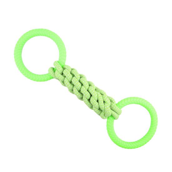 Pet Toy Double Loop Design Cotton Rope Interactive Puppy Chew Toy Bite-resistant Teeth Oral Health Safe Chew Toy