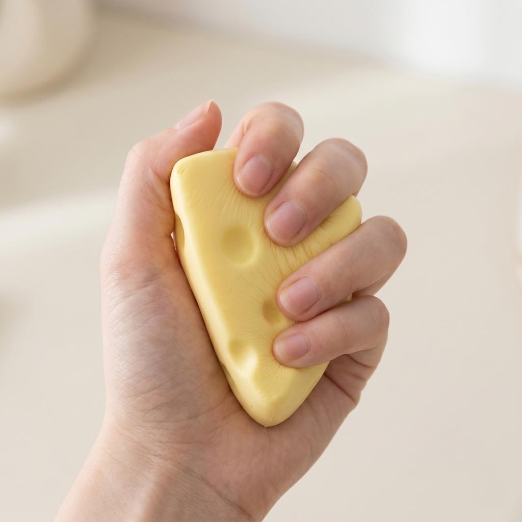 PU Foam Triangle Cheese Shape Squeeze Toy Stress Relief Slow Rising Simulation Decompression Toy for Hand Exercise and Relaxation