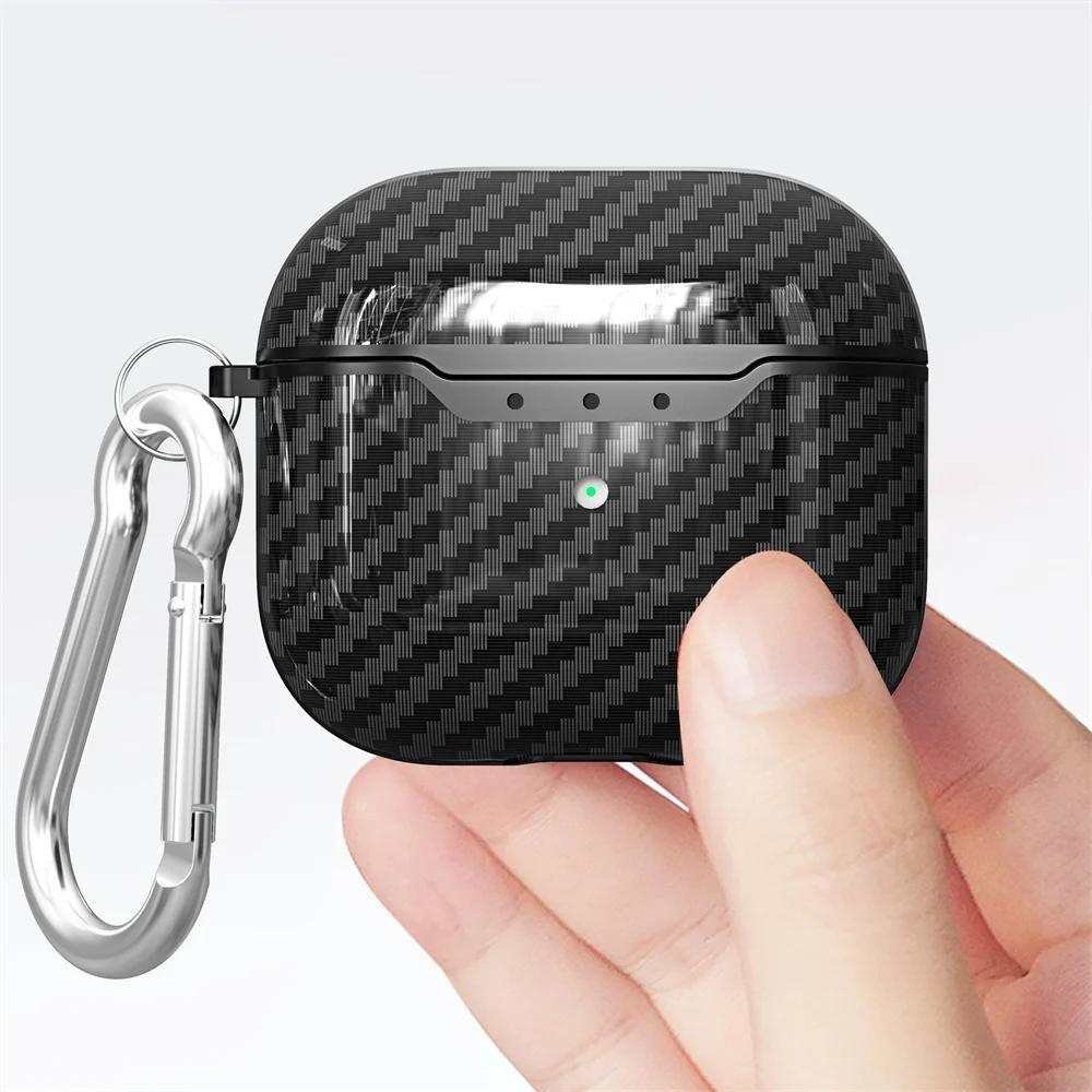 Business Carbon Fiber Pattern Earphone Cases For Airpods 4 3 1 Case Headphones Protective Case For Apple Airpods Pro 3 2 Covers