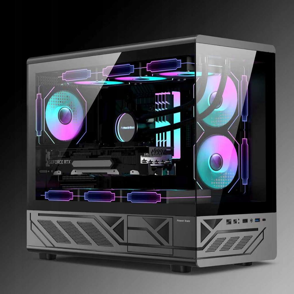 Gaming Computer Case, Midi Tower, Glass, 6X Argb Fans