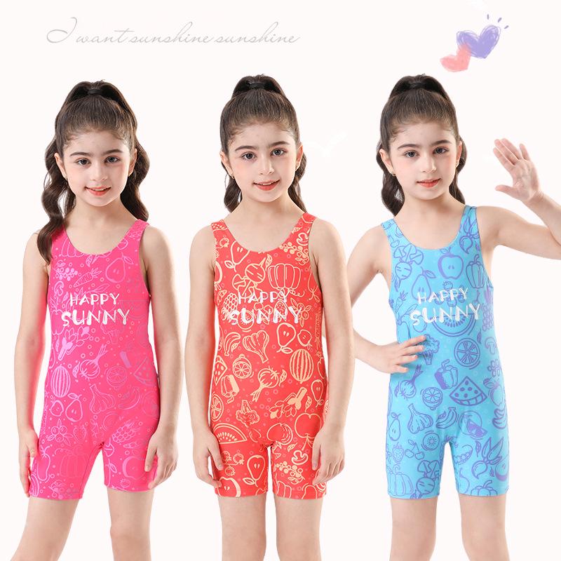 2025 Girls' Quick-Dry One-Piece Swimsuit for Middle & Big Kids - Professional Training & Hot Spring Design