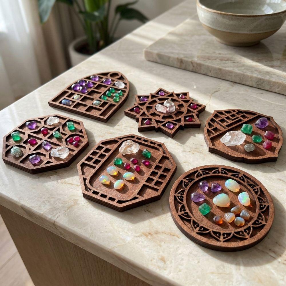 Wooden Mini Jewelry Holder Multiple Compartments Goods Display Rack Home Table Decor