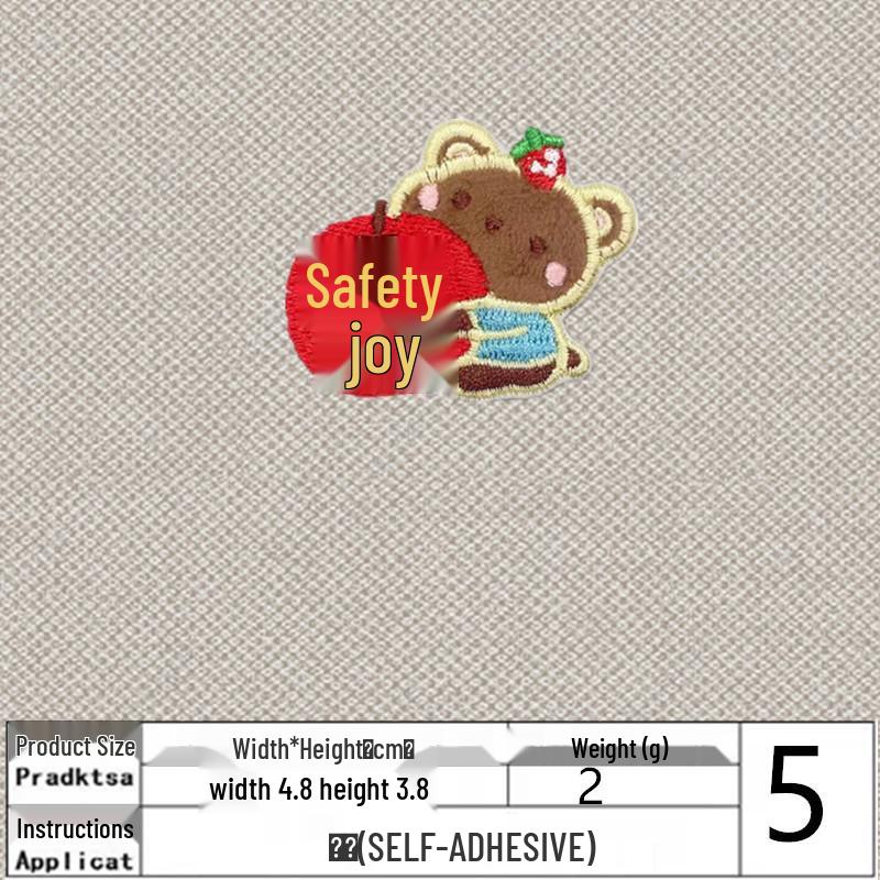 Cute Bear Cartoon Embroidery Patch - DIY Self-Adhesive Cloth for Scrapbooks or Clothing Repairs