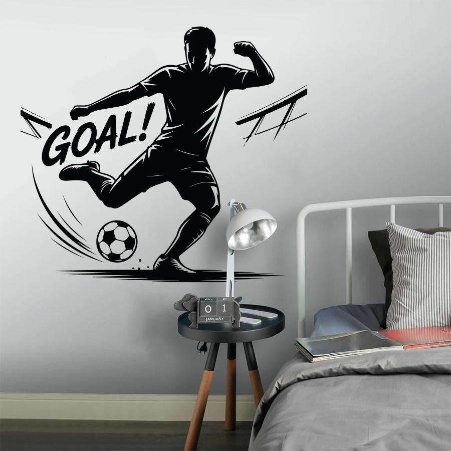 Football player silhouette wall sticker for boys room decor soccer vinyl decal inspirational sports mural