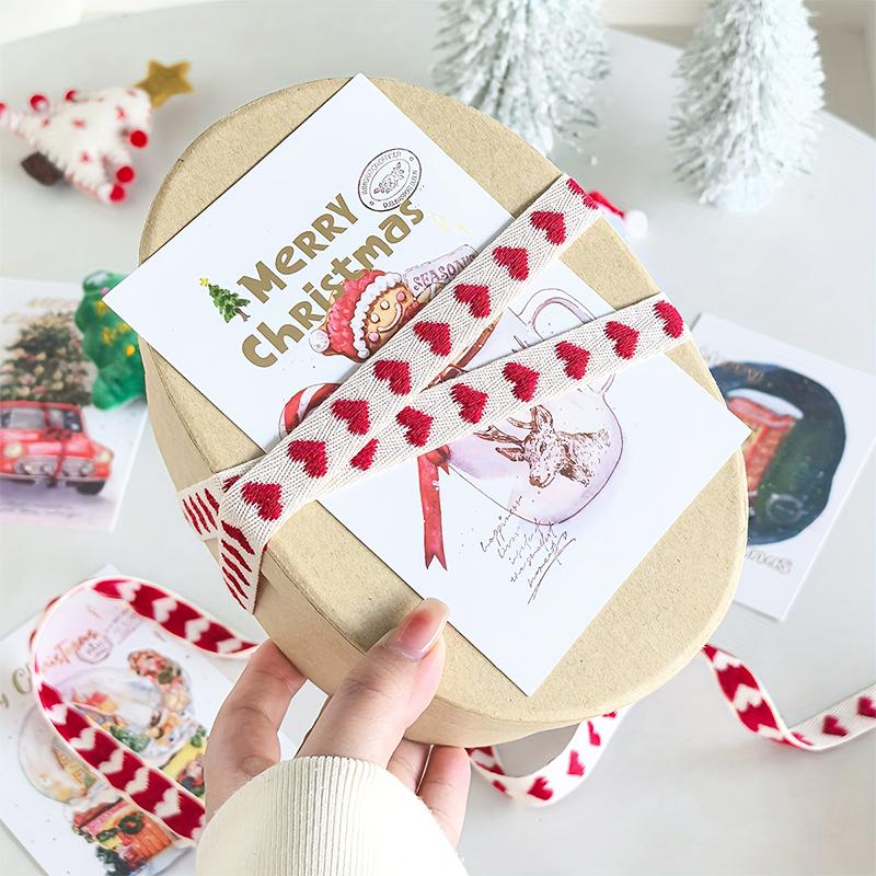 5 Yards/Roll Christmas Ribbon Wedding DIY Craft Ribbon Christmas Decorations Love Jacquard Embroidery Ribbon Handmade 16mm