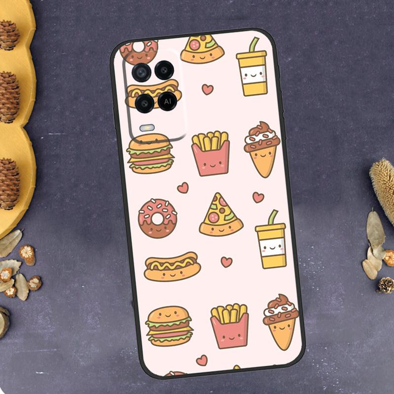 French Fries Burger Pizza Phone Case For Oppo A96 A16 A76 A78 A58 A18 A38 A98 A17 A77 A80 A40 A60 A74 A94 A54 A15 A57S