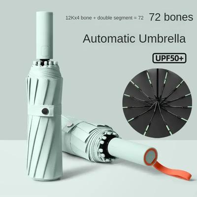 Parapluie pliant automatique super résistant et coupe-vent pour homme, grand format renforcé 72 baleines, protection solaire et UV, parapluies de pluie pour femmes