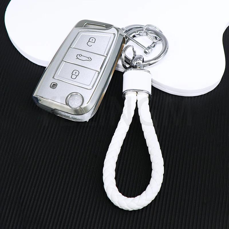 Car Tpu Key Case Cover For Vw Volkswagen Golf 7 Mk7 Tiguan Mk2 T-Roc T-Cross Skoda Octavia Kodiaq Karoq Seat Ateca Leon Fob