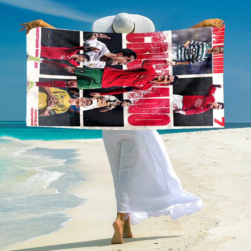 1 Stück Cristiano Ronaldo Jubel Mikrofaser Schnelltrocknendes Strandtuch Saugfähig Weich Übergröße Sandfreies Handtuch für Reise Pool Fitnessstudio Schwimmen Yoga 20a67