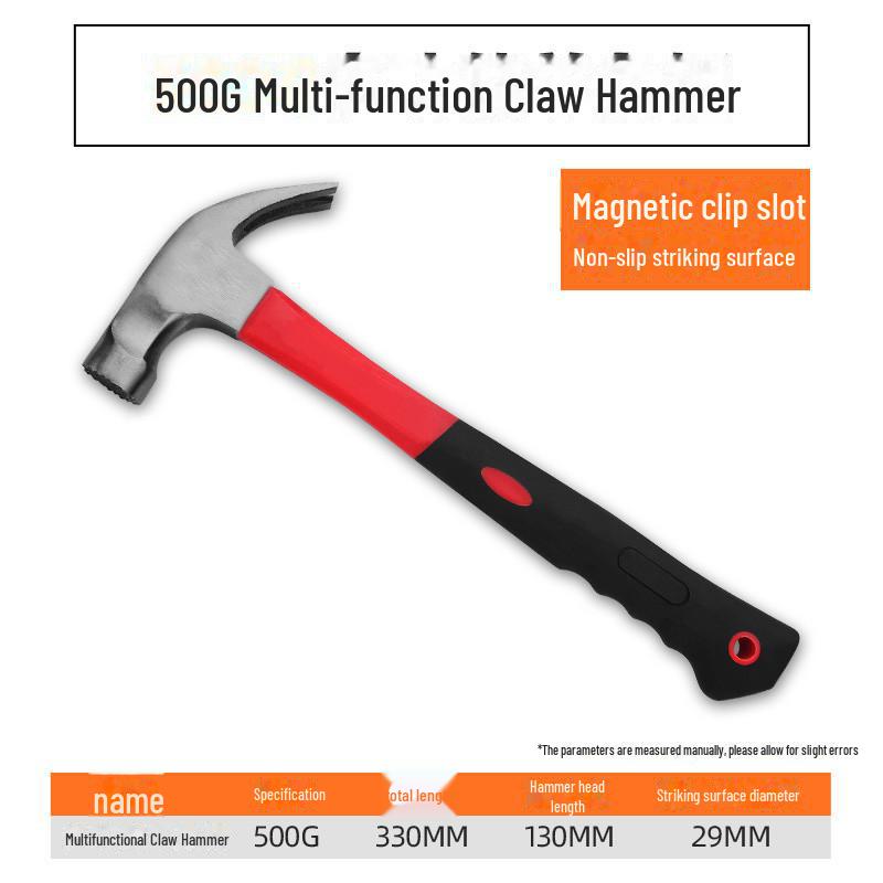 Green Forest Shockproof Fiberglass Claw Hammer - Heavy-Duty, Shock-Absorbing Universal Striking Tool.