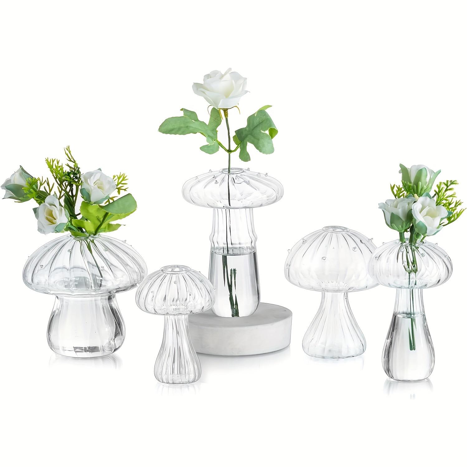 

Стеклянная ваза-гриб, цветок, 5 красочных маленьких бутонов, уникальная ваза, ваза для размножения грибов на гидропонике, необычный декор для фермерского дома, домашняя комната, комплект