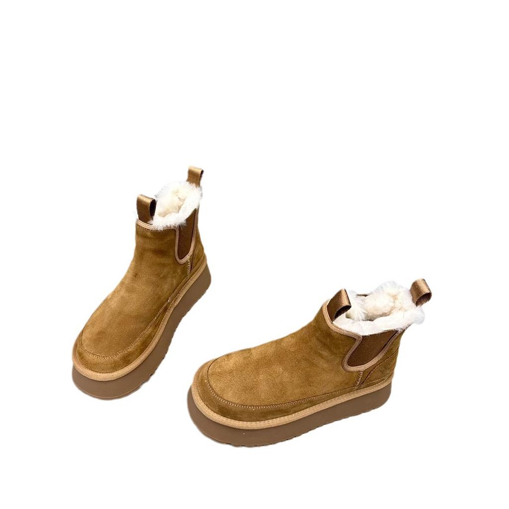 Bottes de neige Chelsea pour femmes hiver 2024 nouvelles velours épaissies chaudes antidérapantes à semelles épaisses élastiques bottes en coton du Nord-Est