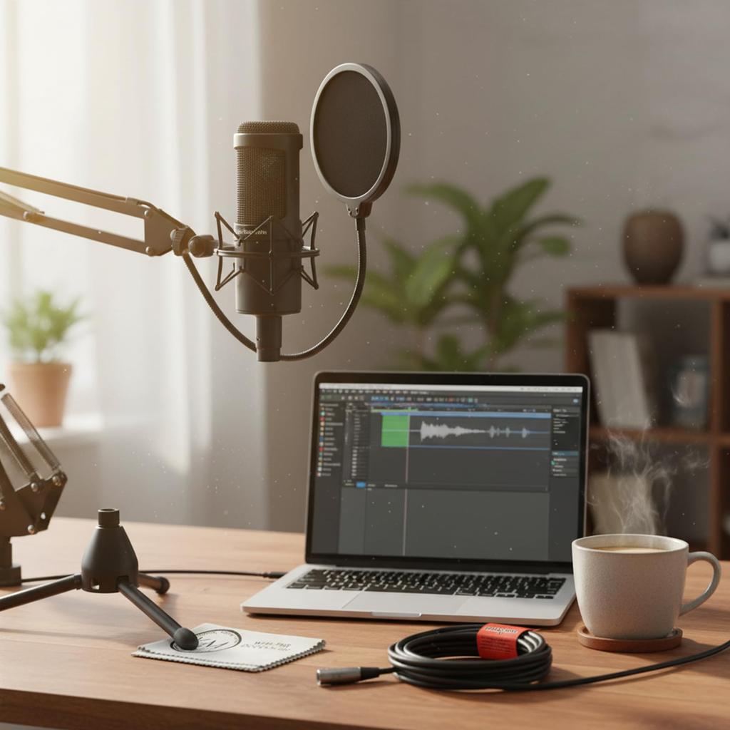 Audio-Technica AT2035 Cardioid Condenser Microphone Bundle with Boom Stand XLR Cable Pop Filter and Polishing Cloth