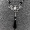 Gothic Wizard Bat Crystal Pendant - Unisex Magic Black Necklace