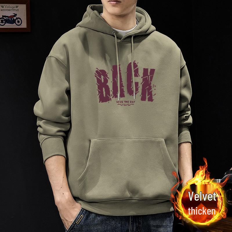 Men's Heavyweight Letter Print Hoodie - Autumn/Winter Thick Casual Jacket for Teens & Adults
