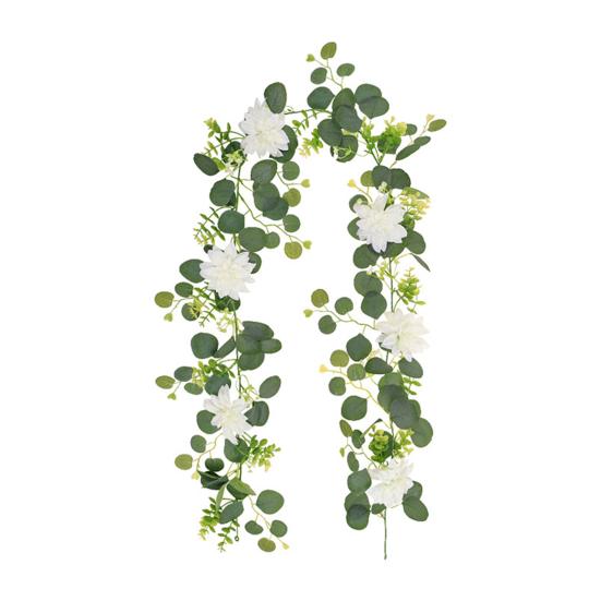 Artificial Eucalyptus Garland with Flowers Faux Floral Greenery Garland for Wedding Table Centerpiece Party Ceremony