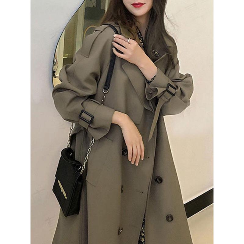 

2025 Women s Retro British Mid-Length Trench Coat XL 135-145 lbs хакі/зелений