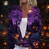 Women's Long Sleeve Knit Cardigan with Halloween Print Button Front for Holiday Party