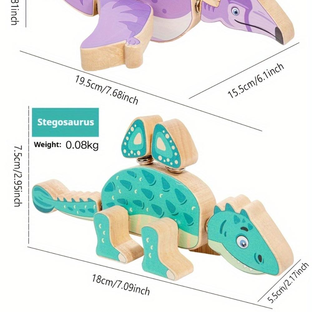 Fun and Interactive Wooden Dinosaur Building Blocks Toy,Detachable DIY Building Blocks for Ages 6/12, Multiplayer Play, Hand-Eye Coordination Skills
