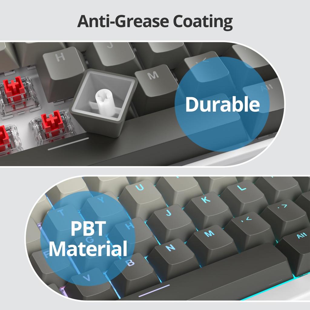 135 Keys Double Shot PBT Light Transmitting Grey OEM Profile Minimalist Style Custom Keycaps for Mechanical Keyboard Keycaps, Shine-Through (Gradient