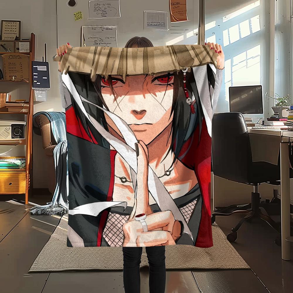 Itachi Uchiha Pattern Flannel Blanket, High Quality Comfortable for All Seasons, Home Decor, Warmth and Comfort, Perfect for Gifts.