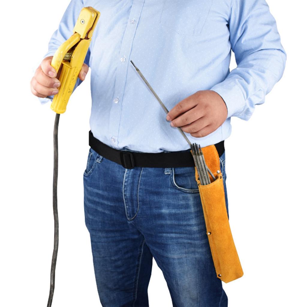 Sveiseelektrodeholder Bærbar Fortykket Kuskinn Antiskold Sveiser Maskinvareverktøy Midjeveske