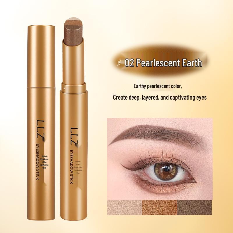 Lilin Zhi Radiant Beauty Three-Color Eyeshadow Stick - Gradient Pearlescent Shimmer for Effortless Under-Eye Contouring.