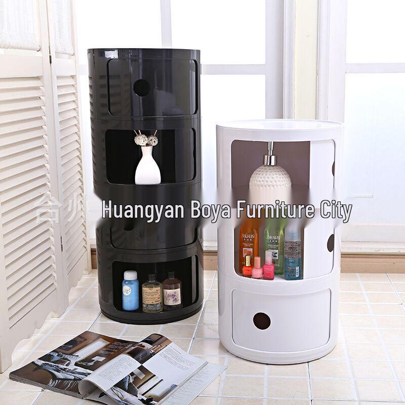 Compact Modern Round Bedside Table with Multifunctional Storage