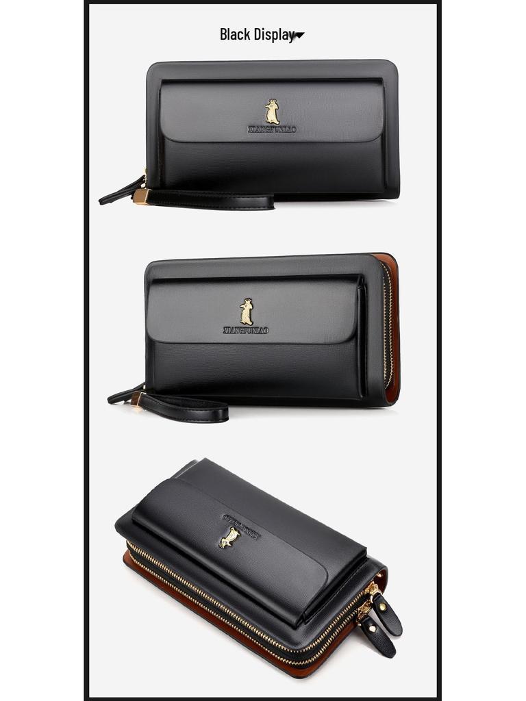 Pánská businessová taštička na zip: Peněženka a držák na karty s velkou kapacitou