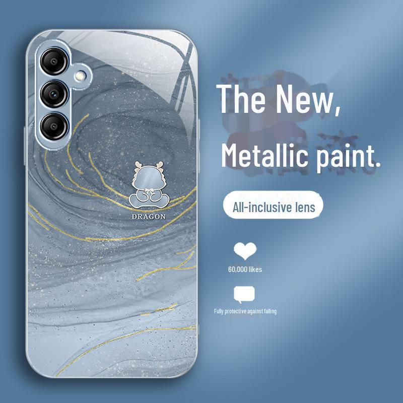 Pozlacený drak na Samsung A14, S21, A22, A31 - design ve stylu roku draků, luxusní skleněná povrchová úprava