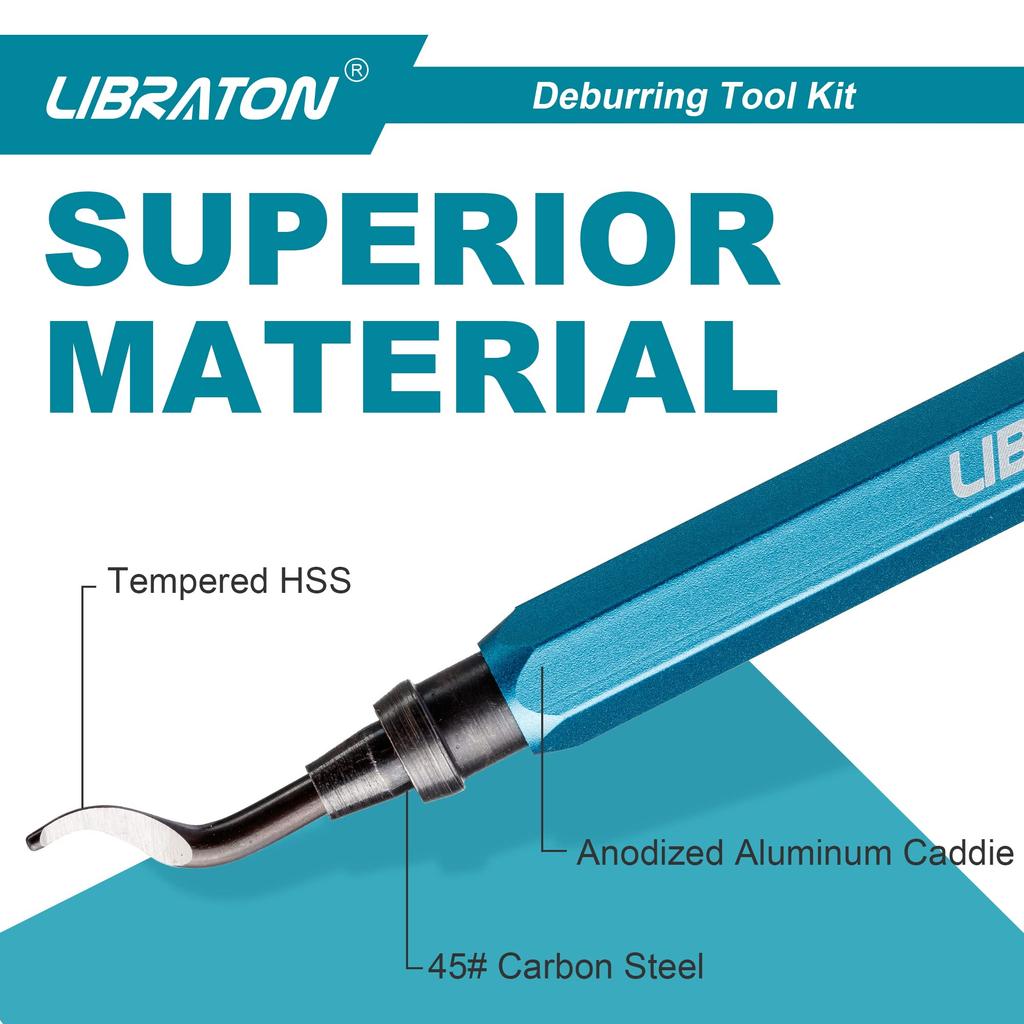 LIBRATON Deburring Rotary Reamer 11-Piece Set with Replacement Blades (BS1010, BS1018, BK3010) for Deburring Aluminum, Iron, Plastic, Wood, and More.
