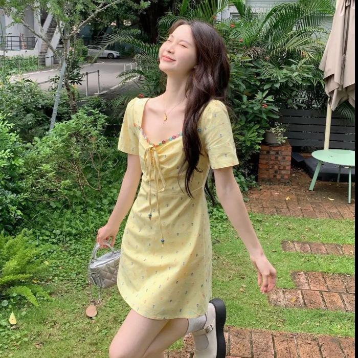 Annie is not popular with the new large-size midsummer vacation lace floral Mori sweet and thin gentle summer dress women