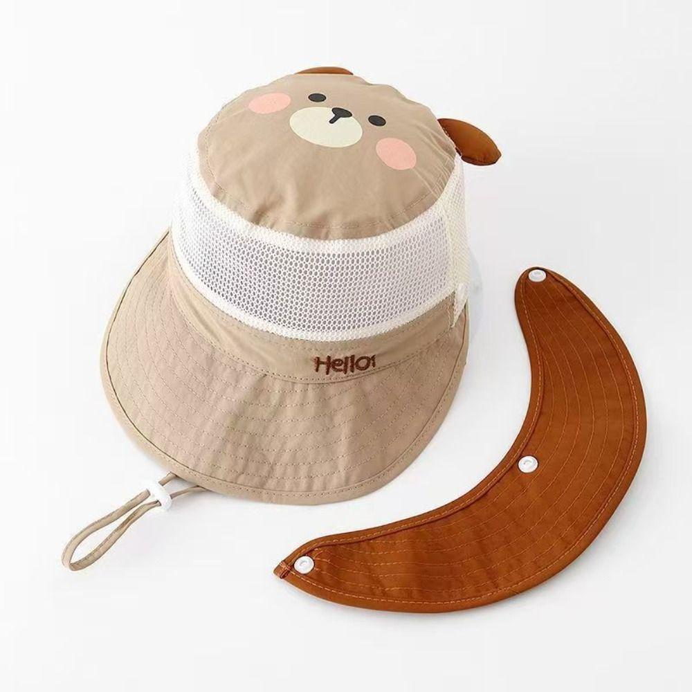 Mesh Summer Kid Sunhat Quick-dry Children's Fisherman Hat Cute Cartoon Animal Bucket Hat  Boy