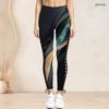 Women Plus Size High Waist Black Gold Printed Side Eyelet Lace Up Full Length Leggings
