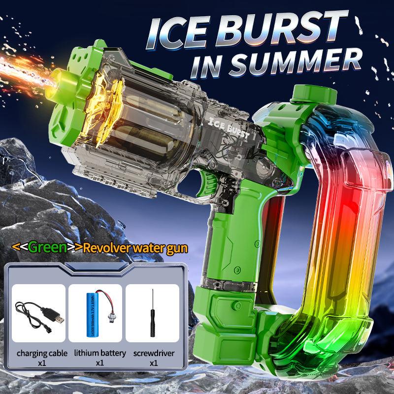 Ice Blast Energy Ring Electric Water Gun Automatic Continuous Large Capacity with Sound LED Light Summer Outdoor Toys for Kids