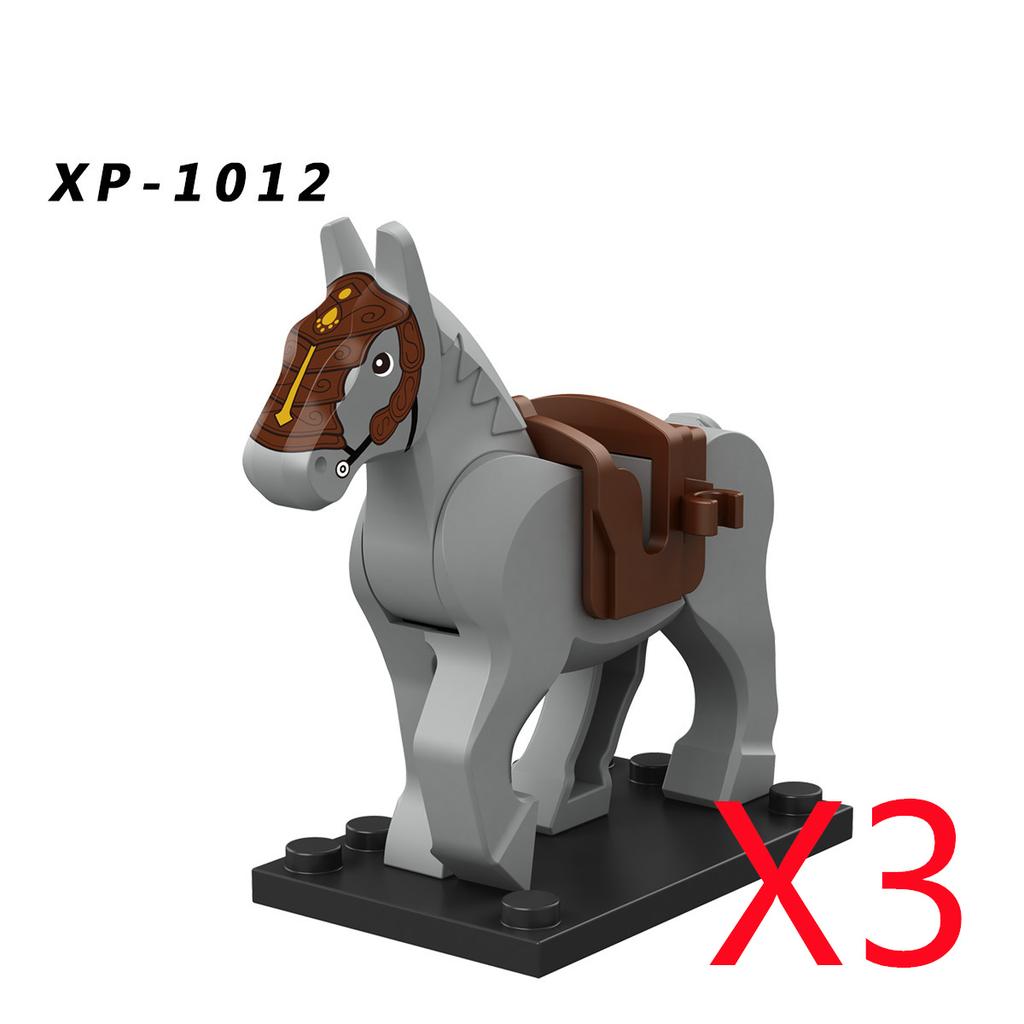 Military Building Blocks Medieval Solider Knights Equipments Mount War-Horse Wolf Flag Vests Shields Fiery Dragon Mini Blocks