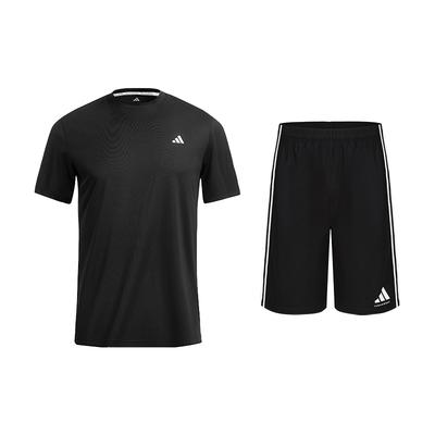 Quick-Drying Breathable Solid Color Short Sleeve Versatile Shorts Casual Sports Suit Men Set KC3741+S21ATMSH2T-BW