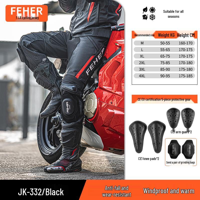 

Мотоциклетные штаны FEHER - Защита от падений, Износостойкая кожа, Водонепроницаемые, Теплая коровья кожа для зимней защиты. XL чёрный