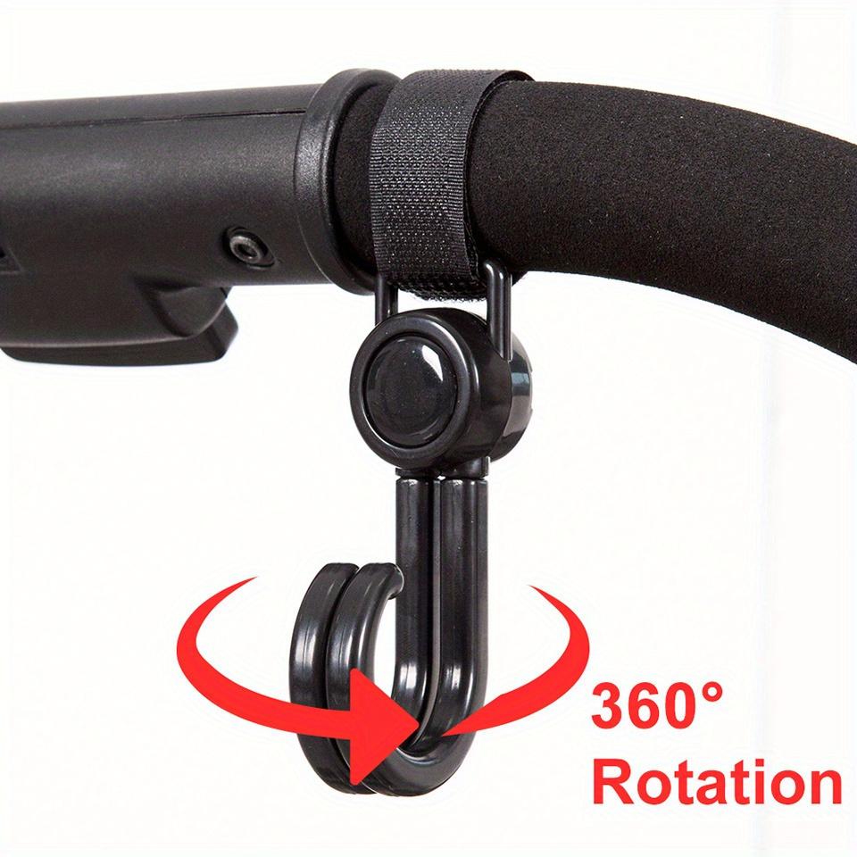 2pcs 360° Rotating Stroller Hooks Heavy-Duty Cart Bike Hanger Multipurpose Travel Organizer for Baby Pram & Shopping Bags