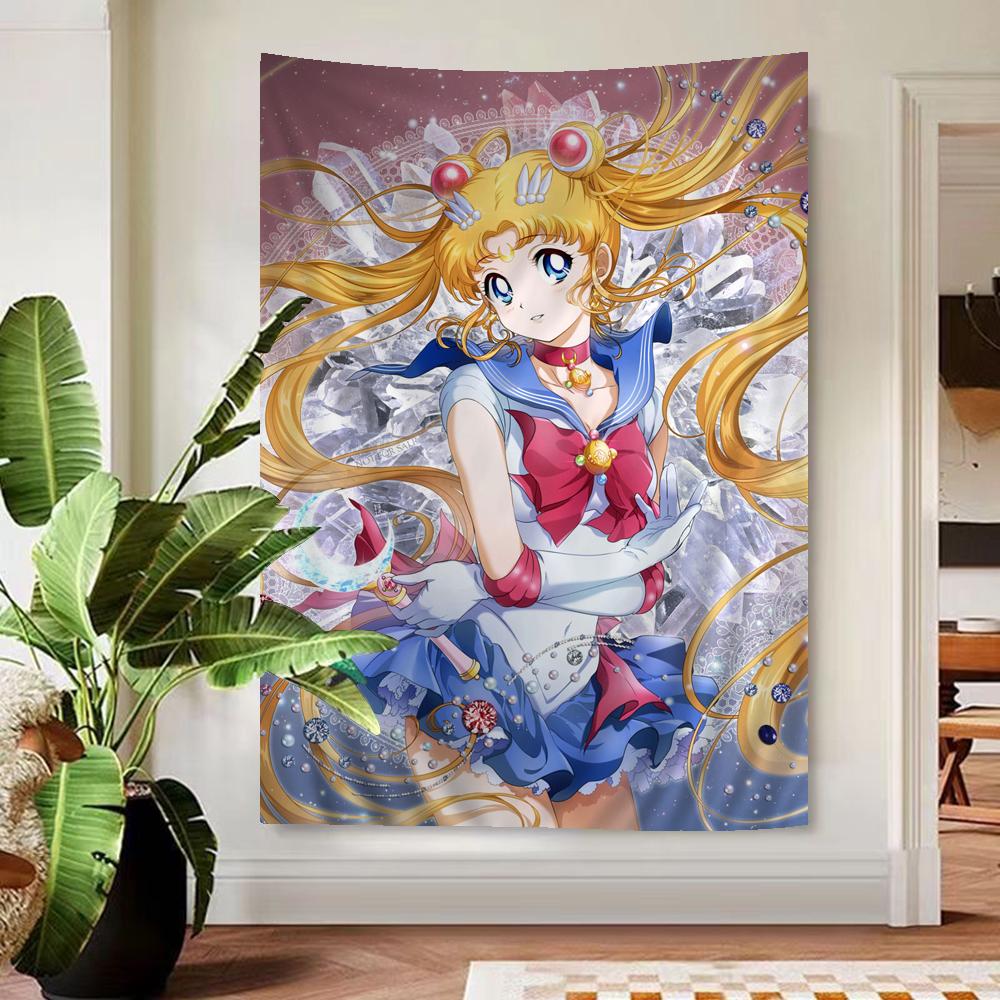 Cute Sailors Girl Moons Printed Large Wall Tapestry Hanging Tarot Hippie Wall Rugs Dorm Art Home Decor
