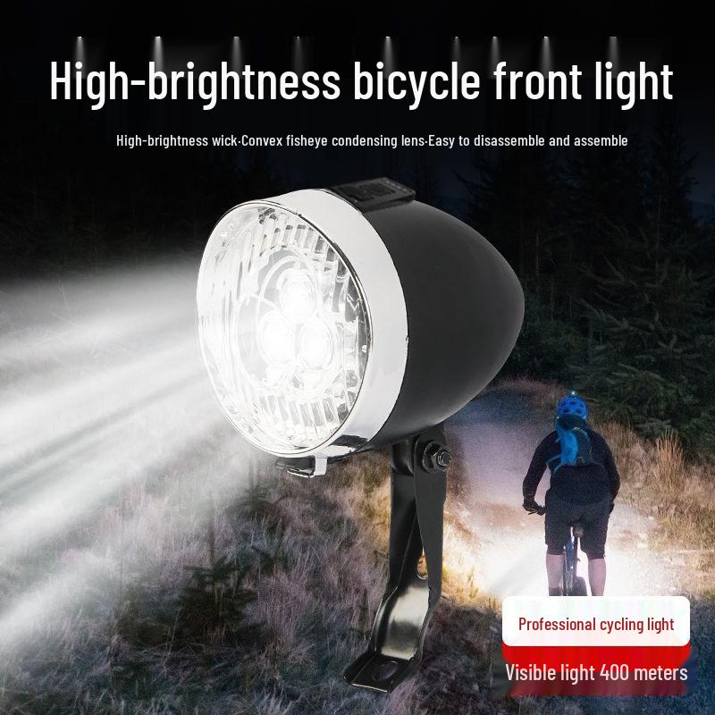 USB Wiederaufladbares Retro 3-LED Mountainbike Frontlicht