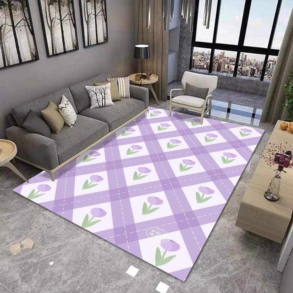 Modern Stylish Carpet With Geometric Line Heart Argyle Tulip Patterns Various Styles Washable Rug For Living Room Decoration