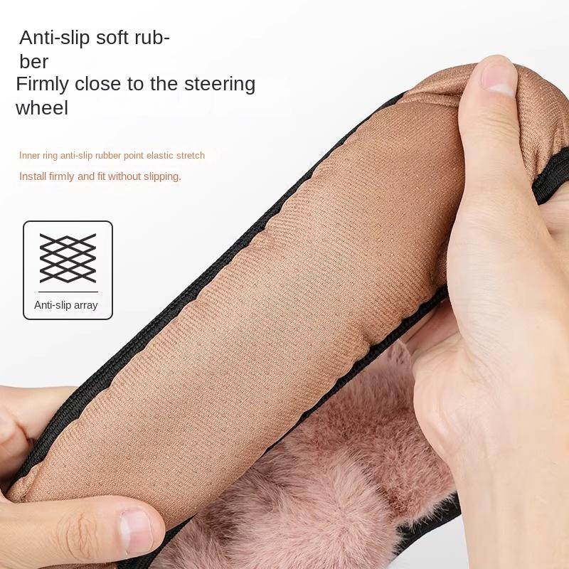 Winter plush retractable steering wheel cover, fashionable new style, warm, universal, anti slip, all car universal handle cover