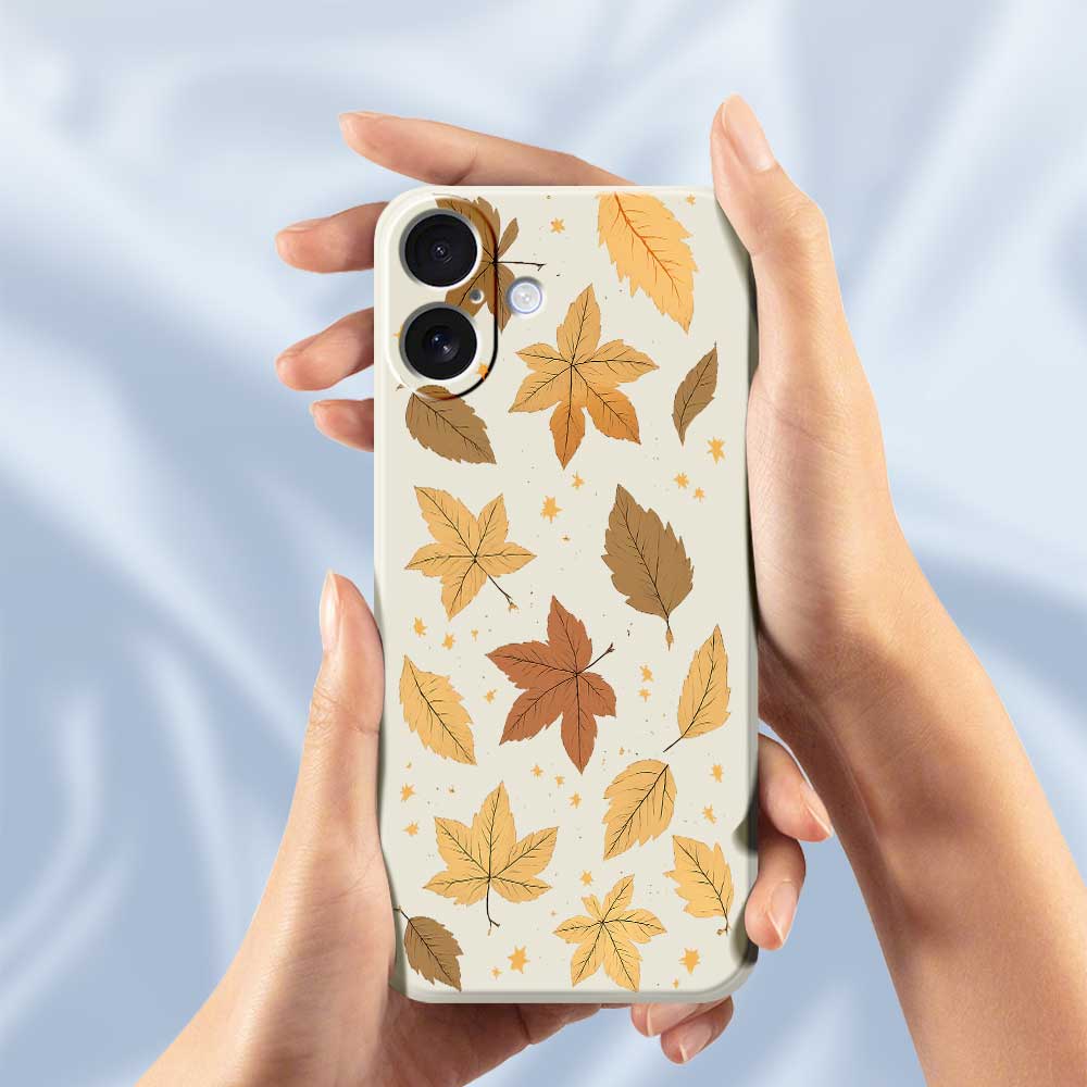 For iPhone 17 Case Maple Leaves Pattern Printing Straight Edge TPU Phone Back Cover