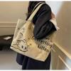 Canvas-Tragetasche für Damen mit Cartoon-Druck und großer Kapazität
